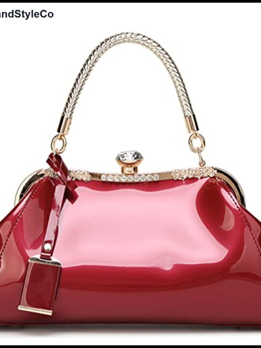 Vintage Faux Leather Top Handle Satchel Purse with Chain Shoulder Strap